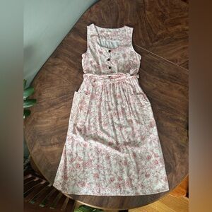 Monteau Pink Floral Button Front Midi Dress Medium